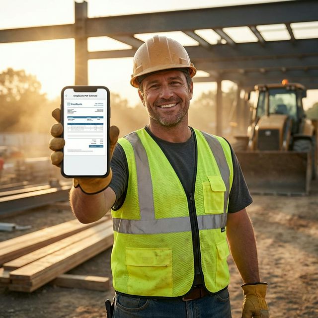 Contractor using SnapQuote at a residential job site